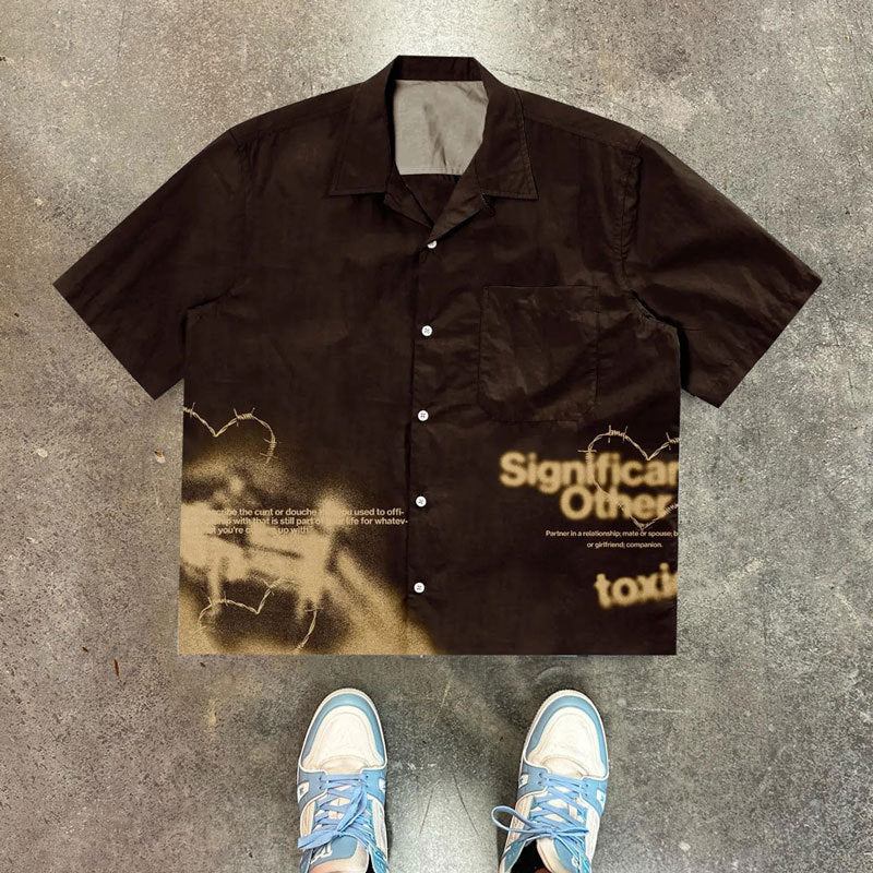 Retro Print Short Sleeve Shirt