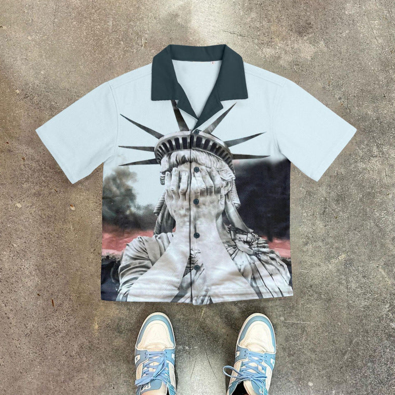 Retro Print Short Sleeve Shirt