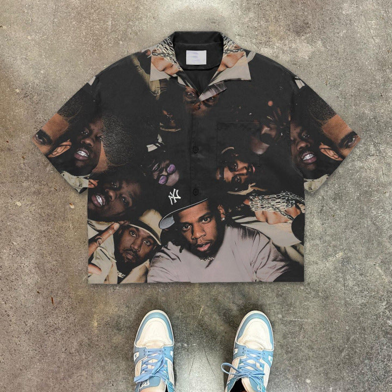 Retro Print Short Sleeve Shirt