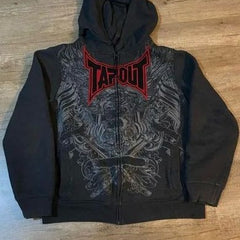 Black zipper embroidered