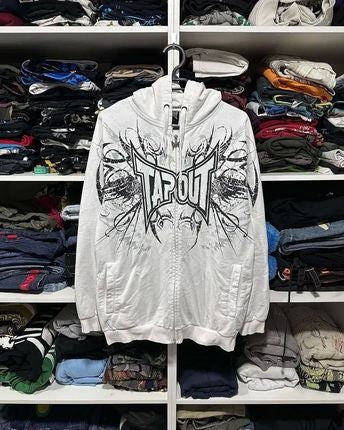 Retro print zipper top