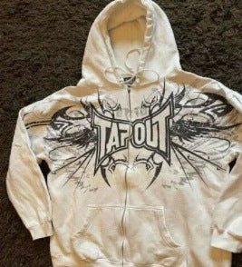 Retro print zipper top