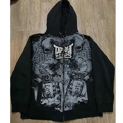 Retro print zipper top
