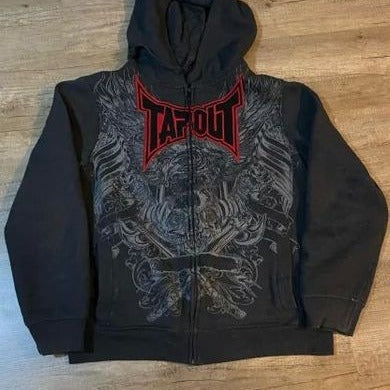 Retro print zipper top