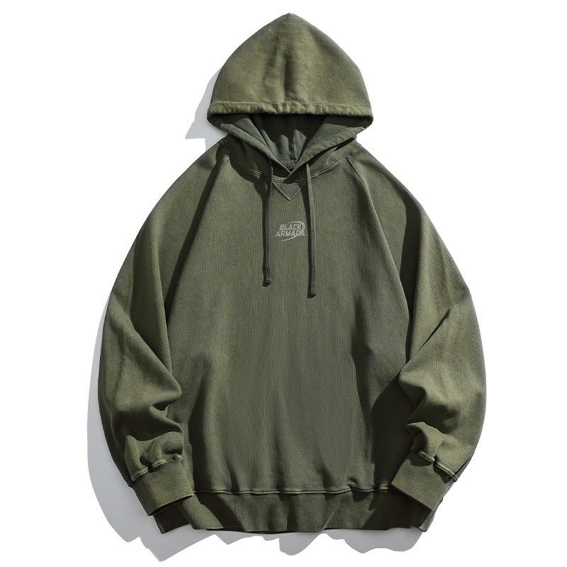 Retro Printed Hooded Cotton Sweatshirt