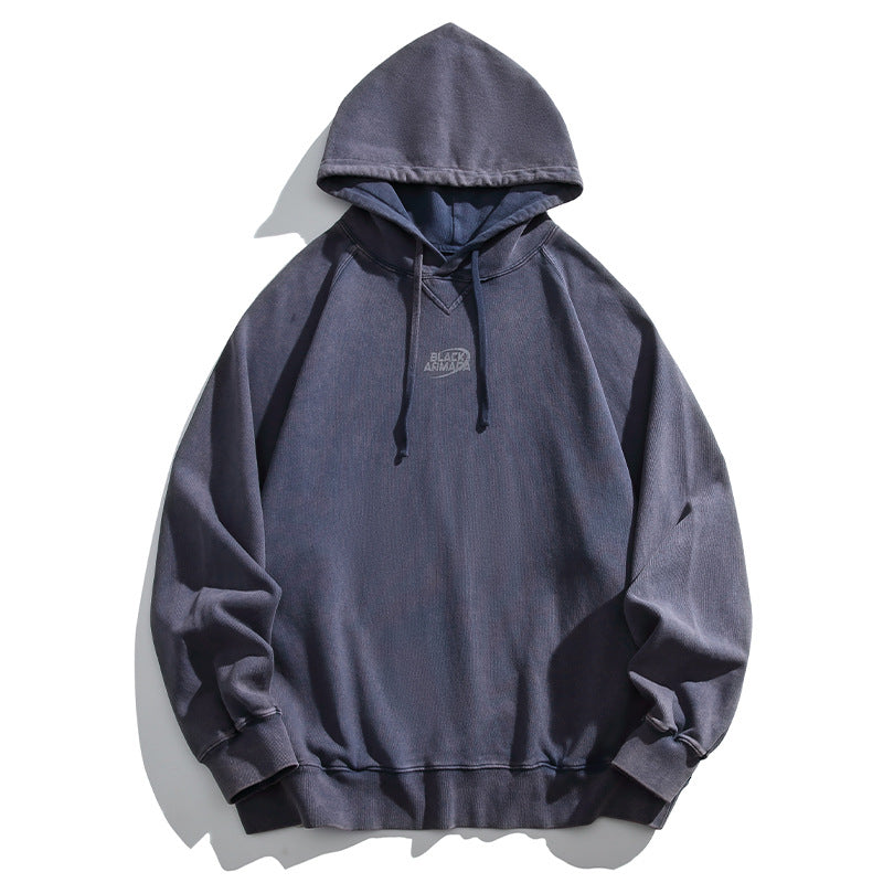 Retro Printed Hooded Cotton Sweatshirt
