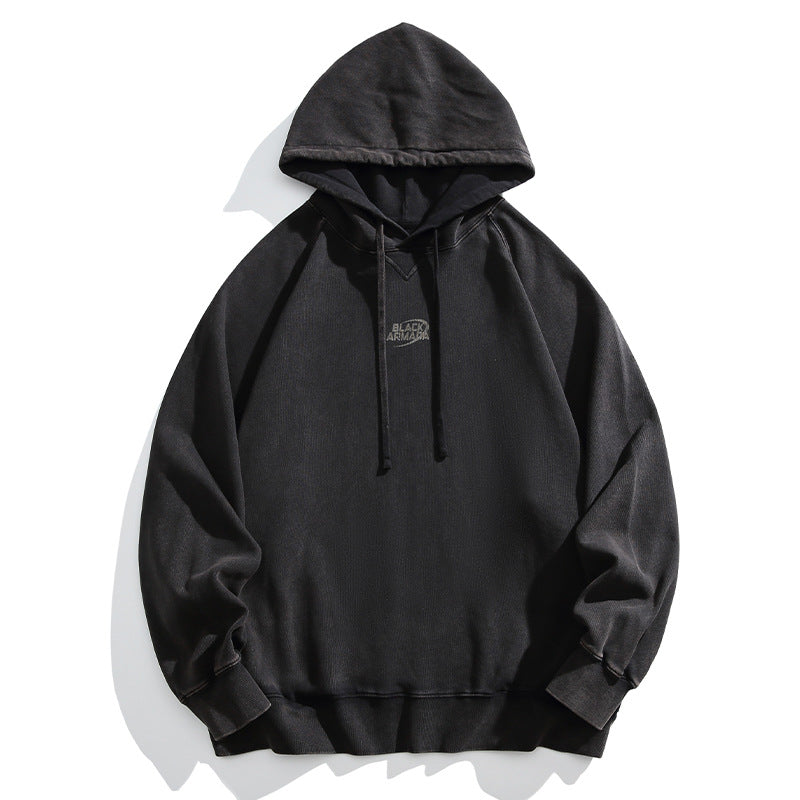 Retro Printed Hooded Cotton Sweatshirt