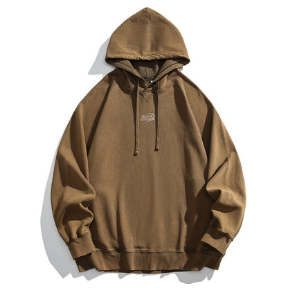 Retro Printed Hooded Cotton Sweatshirt