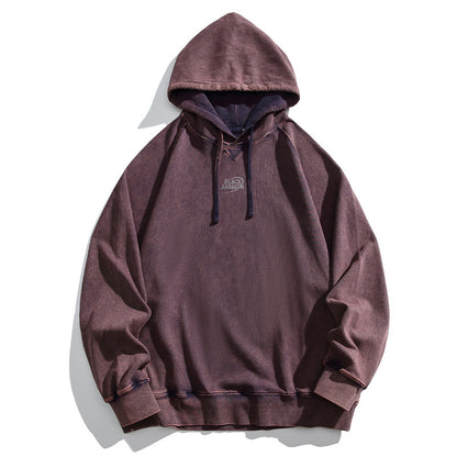 Retro Printed Hooded Cotton Sweatshirt