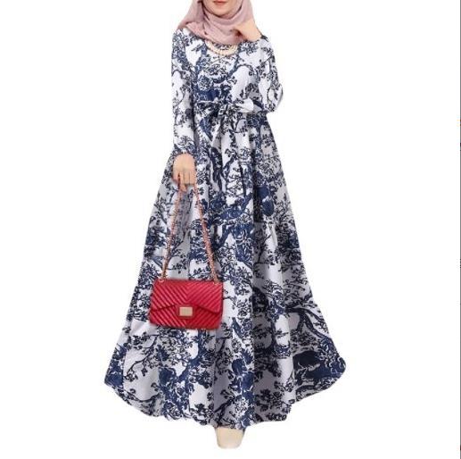 Retro printed loose pullover plus-size dress