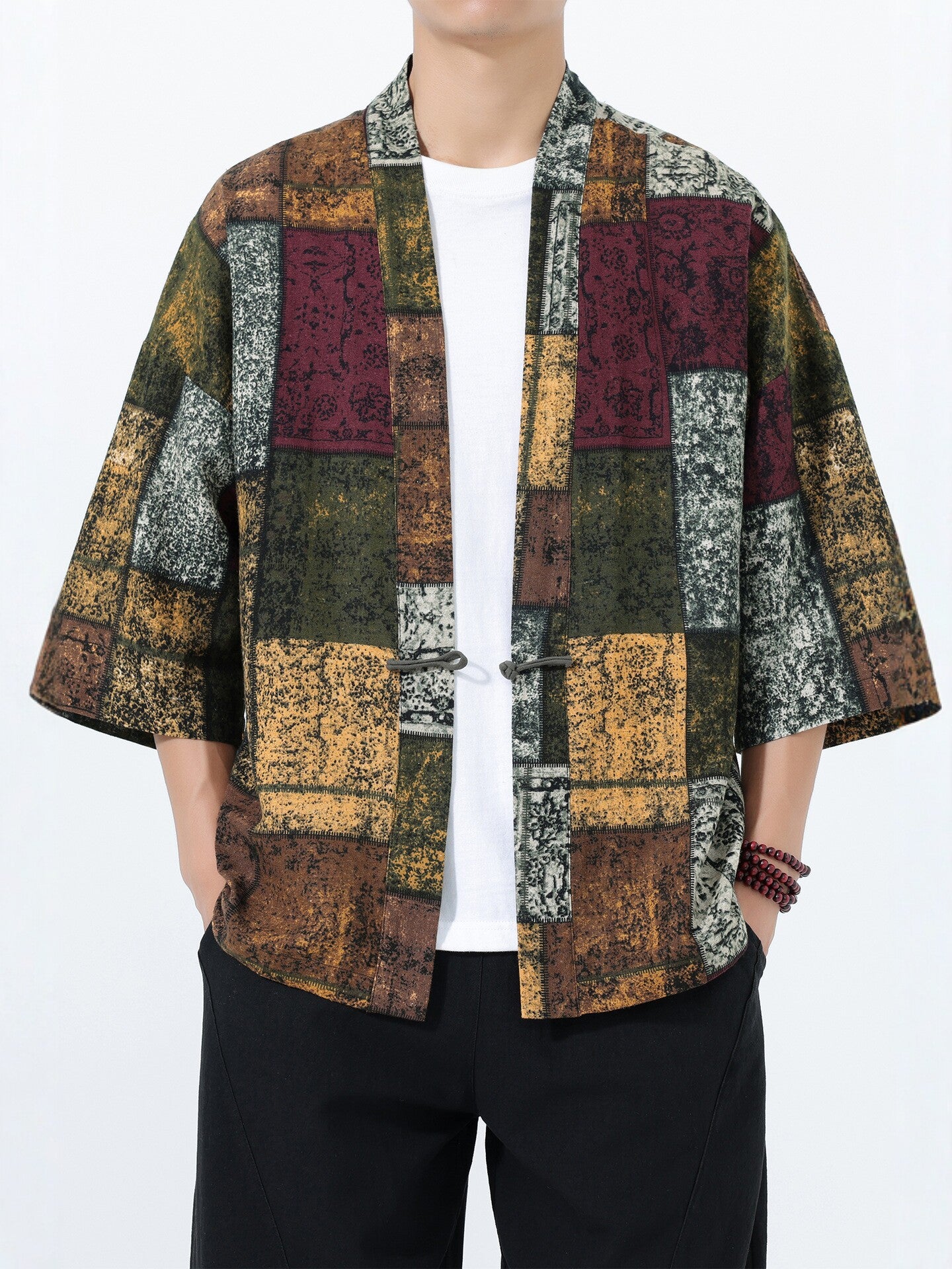 Retro Printed Men's Cardigan Summer Loose Buttoned Jacket