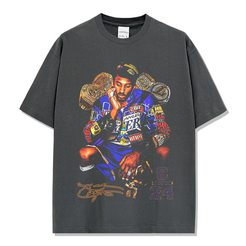 Retro printed short-sleeved shirt