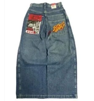 Retro Printed Straight Leg Jeans