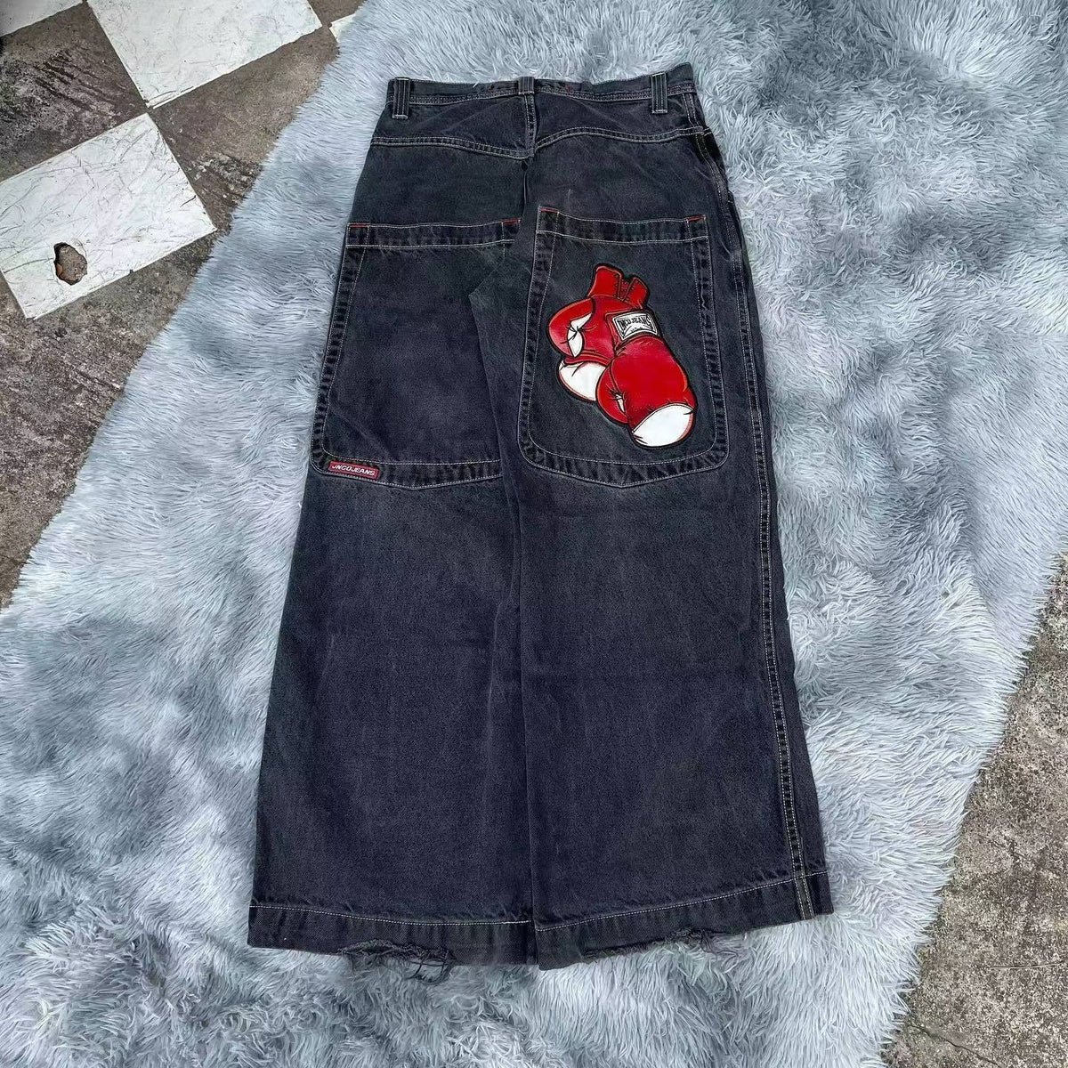 Retro Printed Straight Leg Jeans