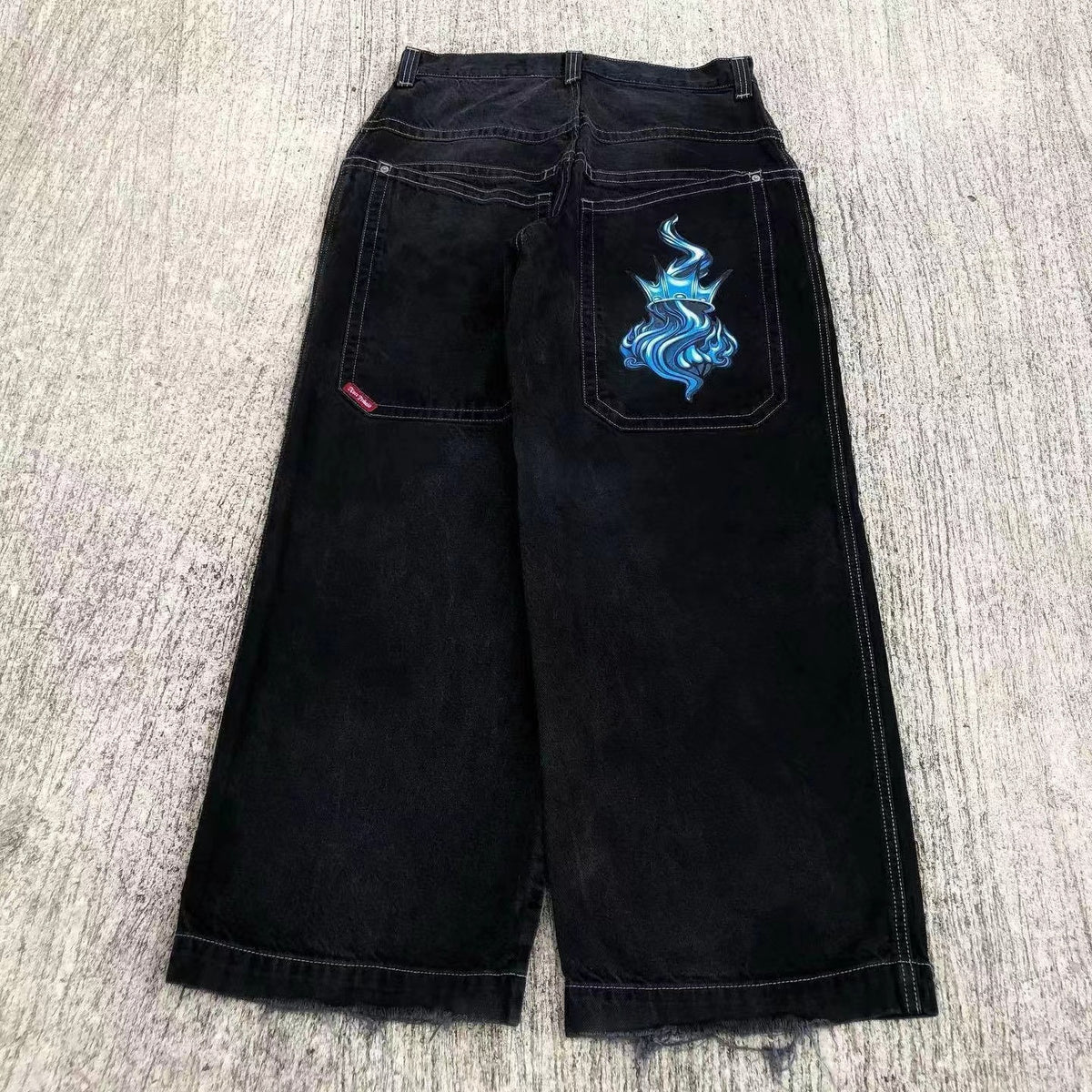 Retro Printed Straight Leg Jeans