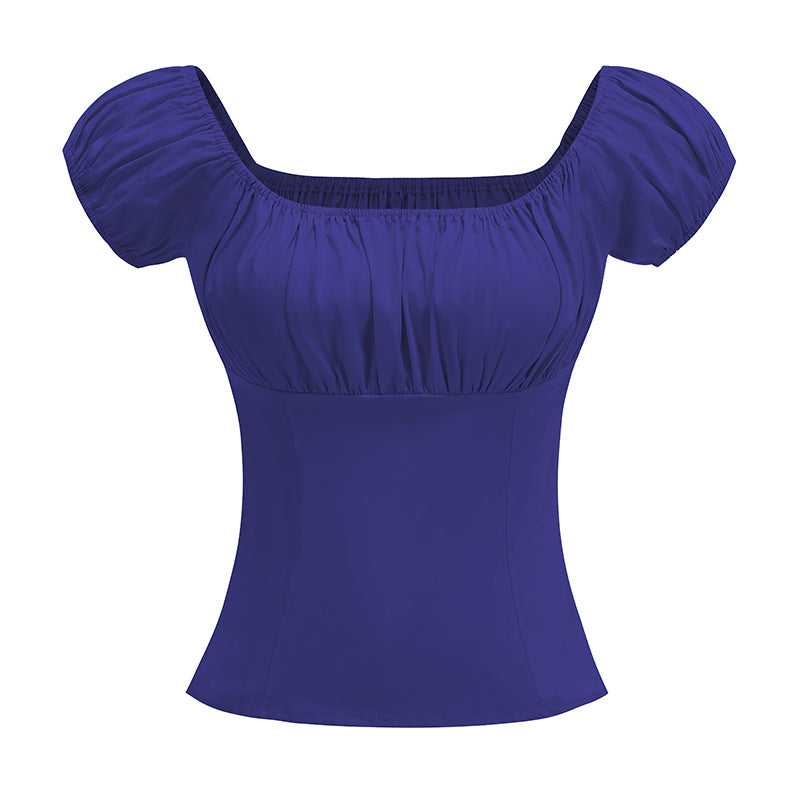 Retro Printed Women Shoulder Top