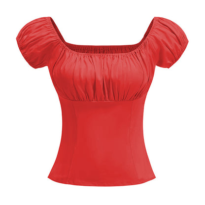 Retro Printed Women Shoulder Top