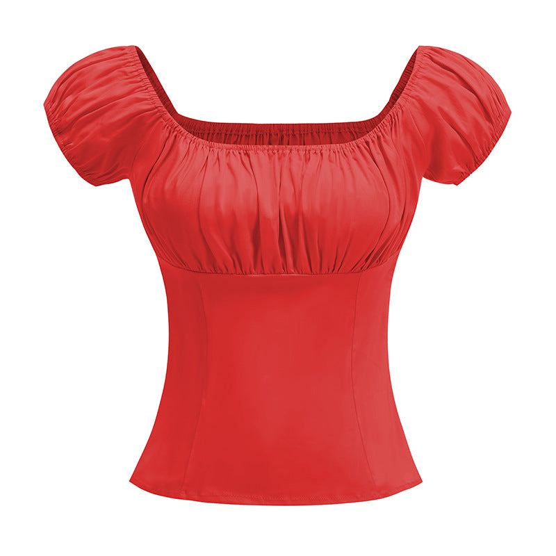 Retro Printed Women Shoulder Top