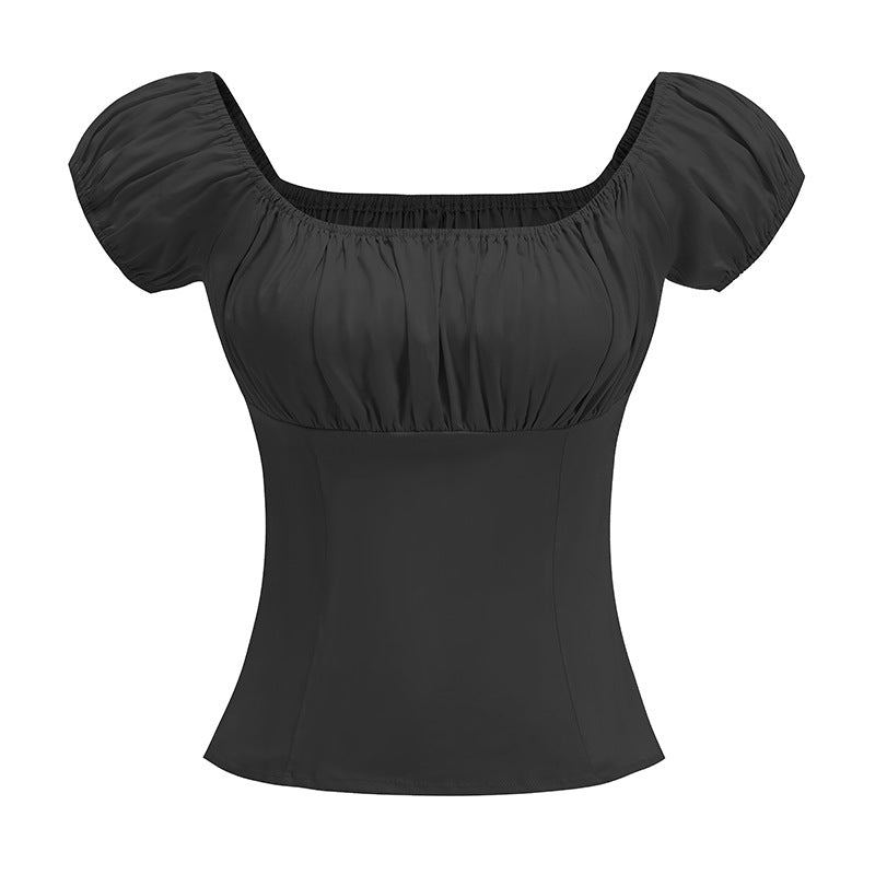 Retro Printed Women Shoulder Top