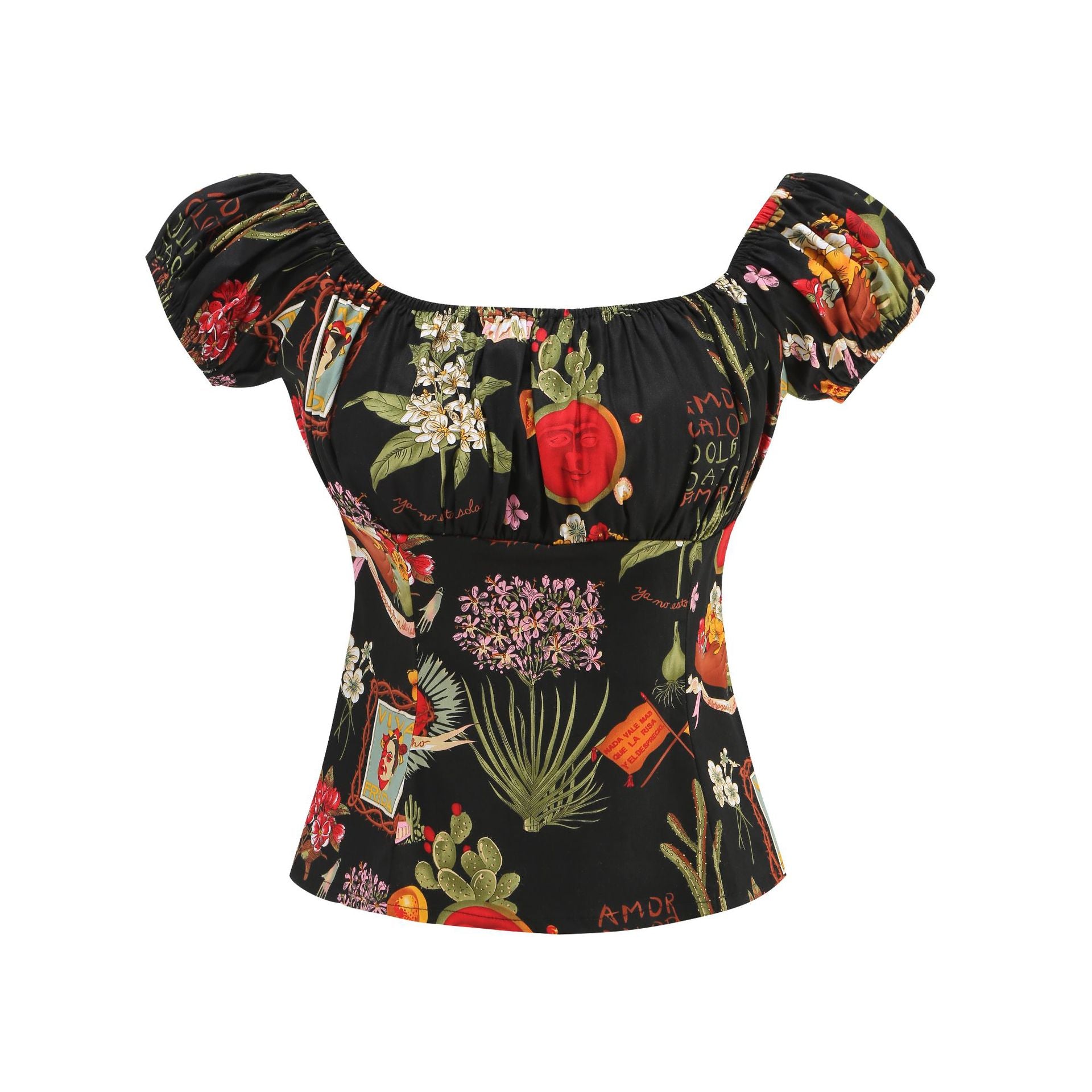 Retro Printed Women Shoulder Top