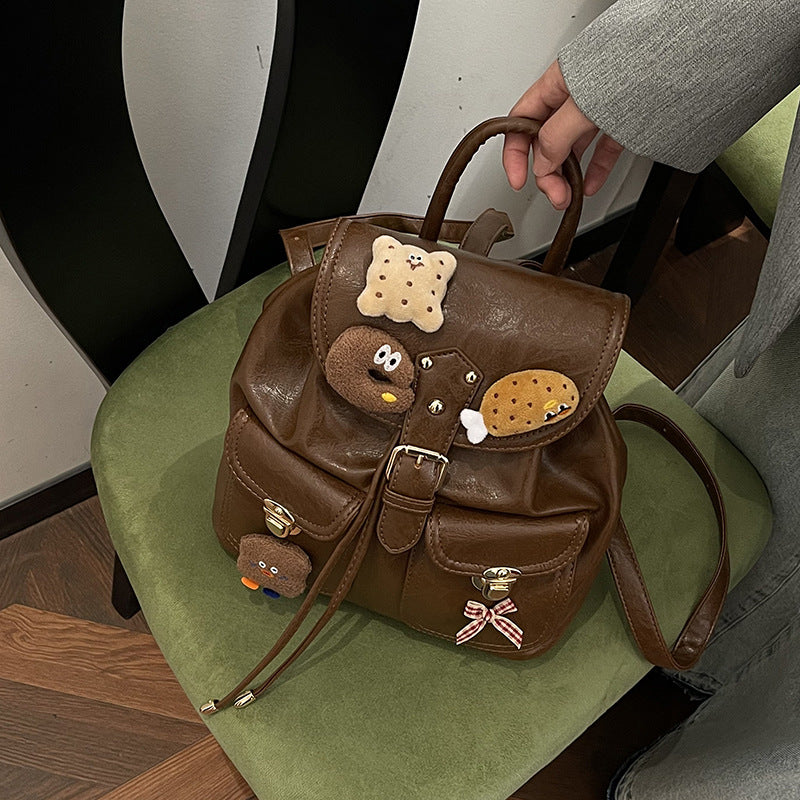 Retro PU Drawstring Backpack