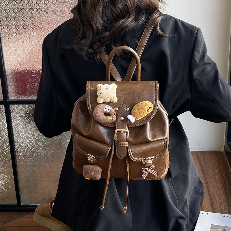 Retro PU Drawstring Backpack