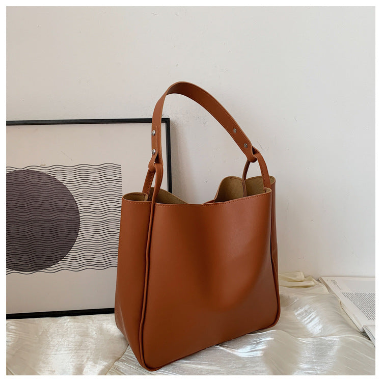 Retro PU Leather Bucket Bag