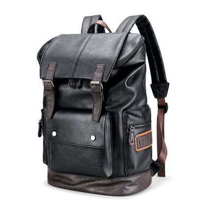 Retro PU Leather Laptop Backpack