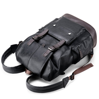 Retro PU Leather Laptop Backpack