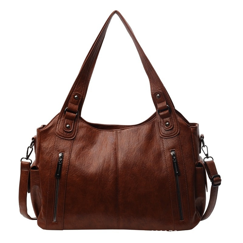 Retro PU Leather Tote Bag with Adjustable Strap