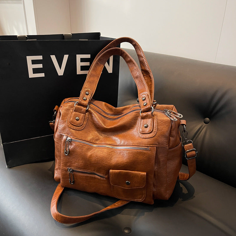 Retro PU Leather Women's Shoulder Tote Bag