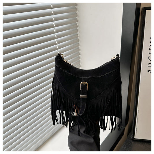 Retro PU Tassel Shoulder Handbag Tote Bag