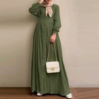 Retro Puff Sleeve Long Dress