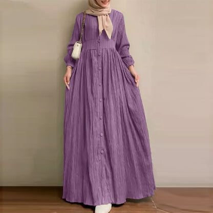 Retro Puff Sleeve Long Dress