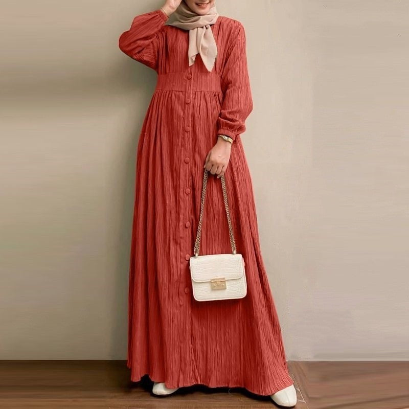 Retro Puff Sleeve Long Dress