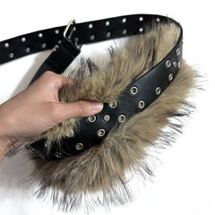 Brown fur belt high quality fur