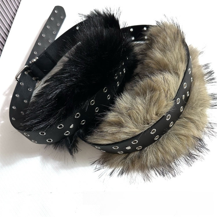 Retro Punk Fur Stitched Fashion Belt