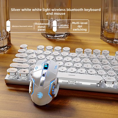 Retro Punk Wireless Mechanical Keyboard and Mouse Set
