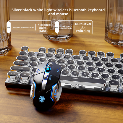Retro Punk Wireless Mechanical Keyboard and Mouse Set