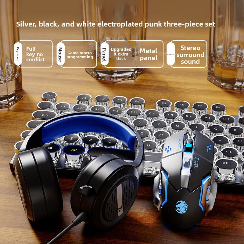 Retro Punk Wireless Mechanical Keyboard and Mouse Set