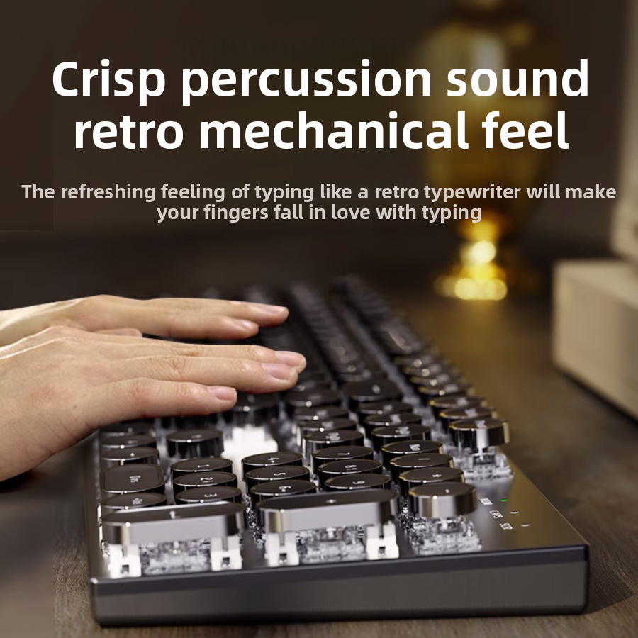 Retro Punk Wireless Mechanical Keyboard and Mouse Set