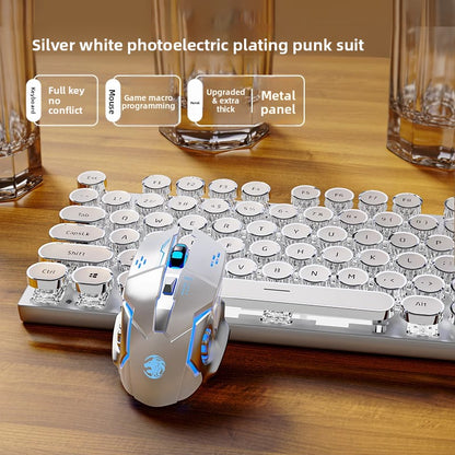 Retro Punk Wireless Mechanical Keyboard and Mouse Set