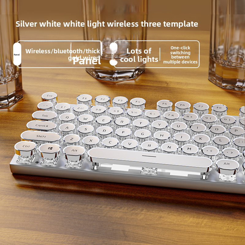 Retro Punk Wireless Mechanical Keyboard and Mouse Set