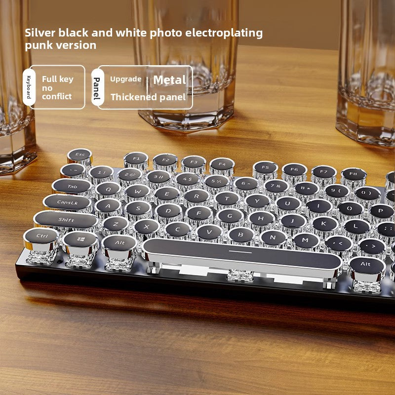 Retro Punk Wireless Mechanical Keyboard and Mouse Set