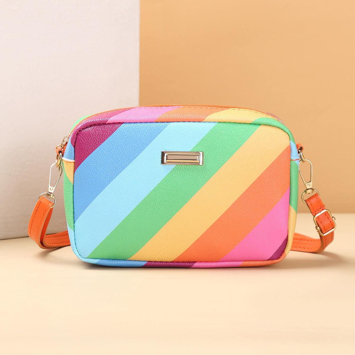 Retro Rainbow Crossbody Camera Bag