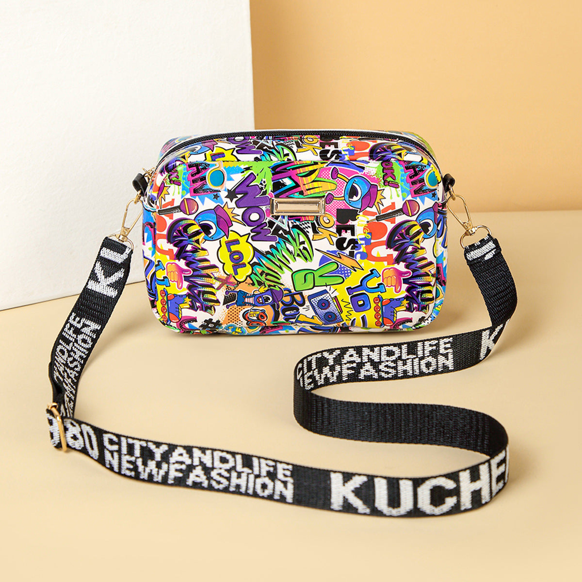 Retro Rainbow Crossbody Camera Bag
