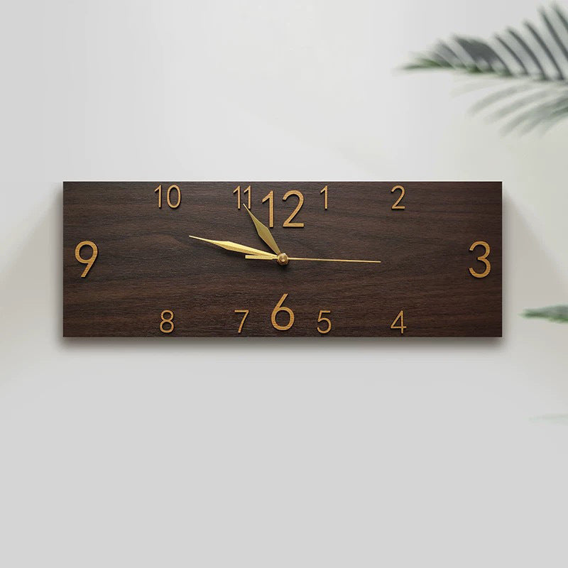 Retro Rectangular Digital Wall Clock with Solid Wood Frame