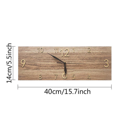 Retro Rectangular Digital Wall Clock with Solid Wood Frame