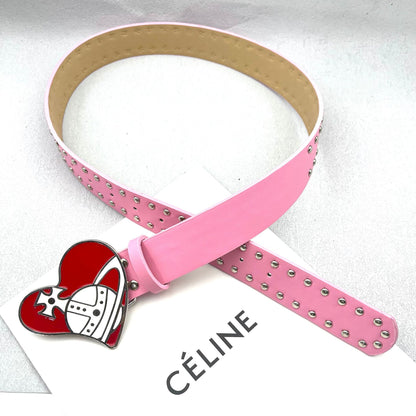 Retro red Saturn heart buckle decorated belt
