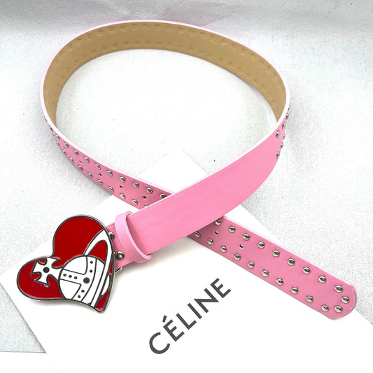 Retro red Saturn heart buckle decorated belt